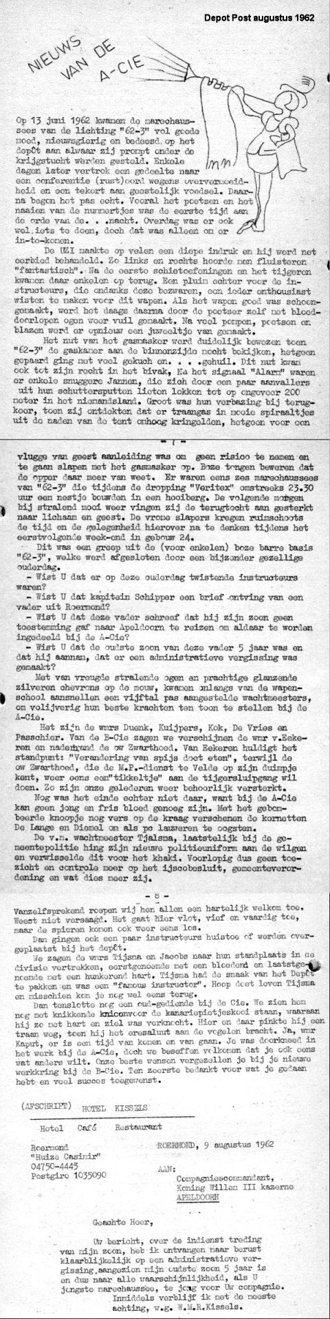 Depot Post augustus 1962, lichting 62-3
