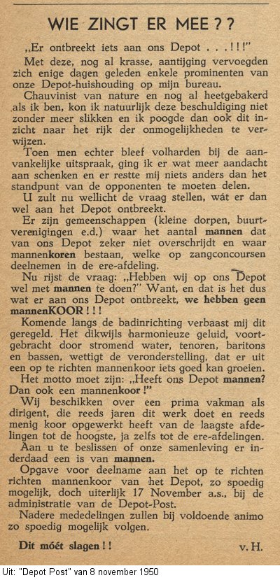 1950 Nog geen koor