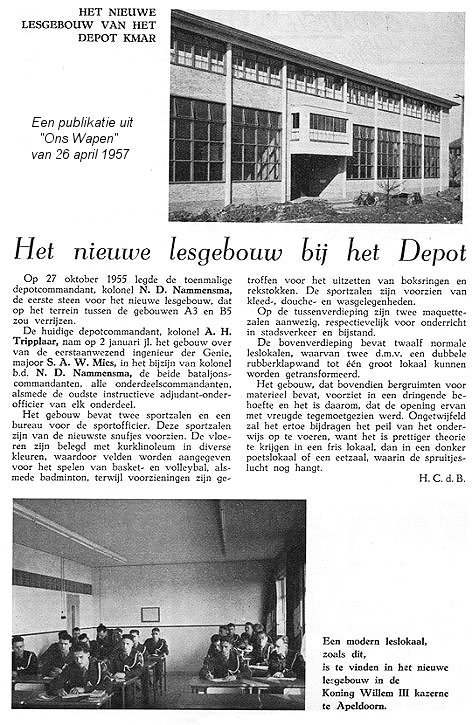 Nieuw lesgebouw 1957